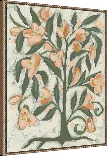 Miniatura 2 de Amanti Art Lienzo enmarcado para pared, 28 x 23 pulgadas, flores de durazno folclórico I por June Erica Vess, lienzo enmarcado para pared, obras de