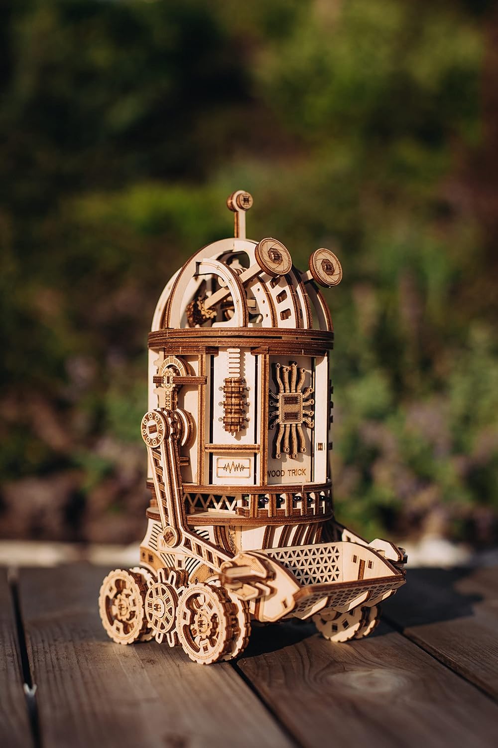 Wood Trick Space Junk Robot 3D Wooden Puzzles for Adults to Build - Rides up to 13 ft - 9.5x6.7 in - Model Kits for Adults - DIY Wooden Models to Build