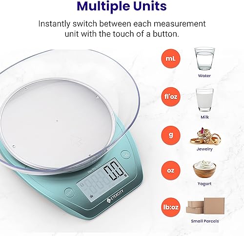 Miniatura 5 de Etekcity Báscula de alimentos de 0.00oz, cuenco, gramos digitales y onzas para pérdida de peso, dieta, hornear, cocinar y preparar comidas, 11 lb5