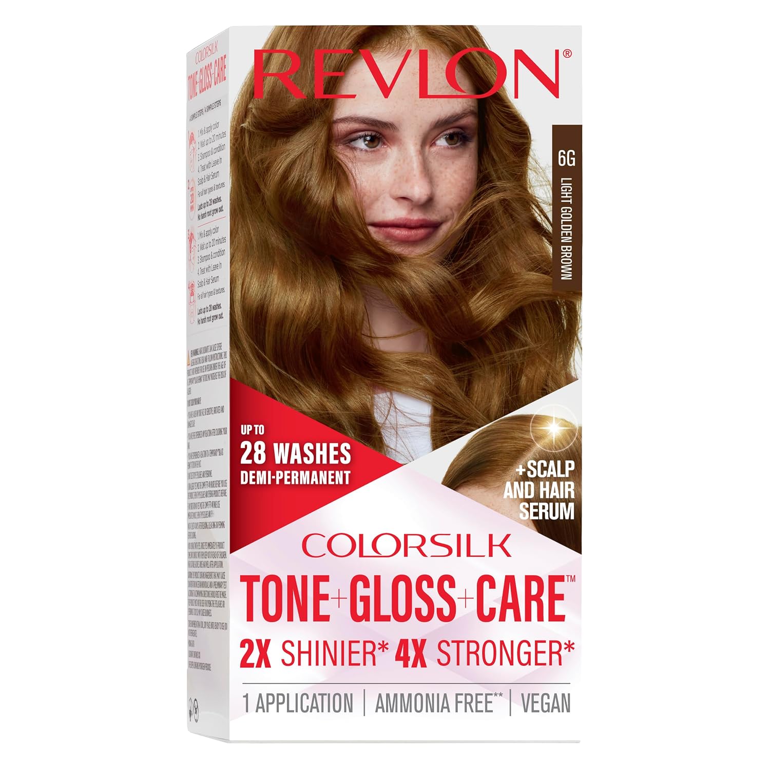 Revlon ColorSilk Tone + Gloss + Care Demi-Permanent, 6G Light Golden Brown