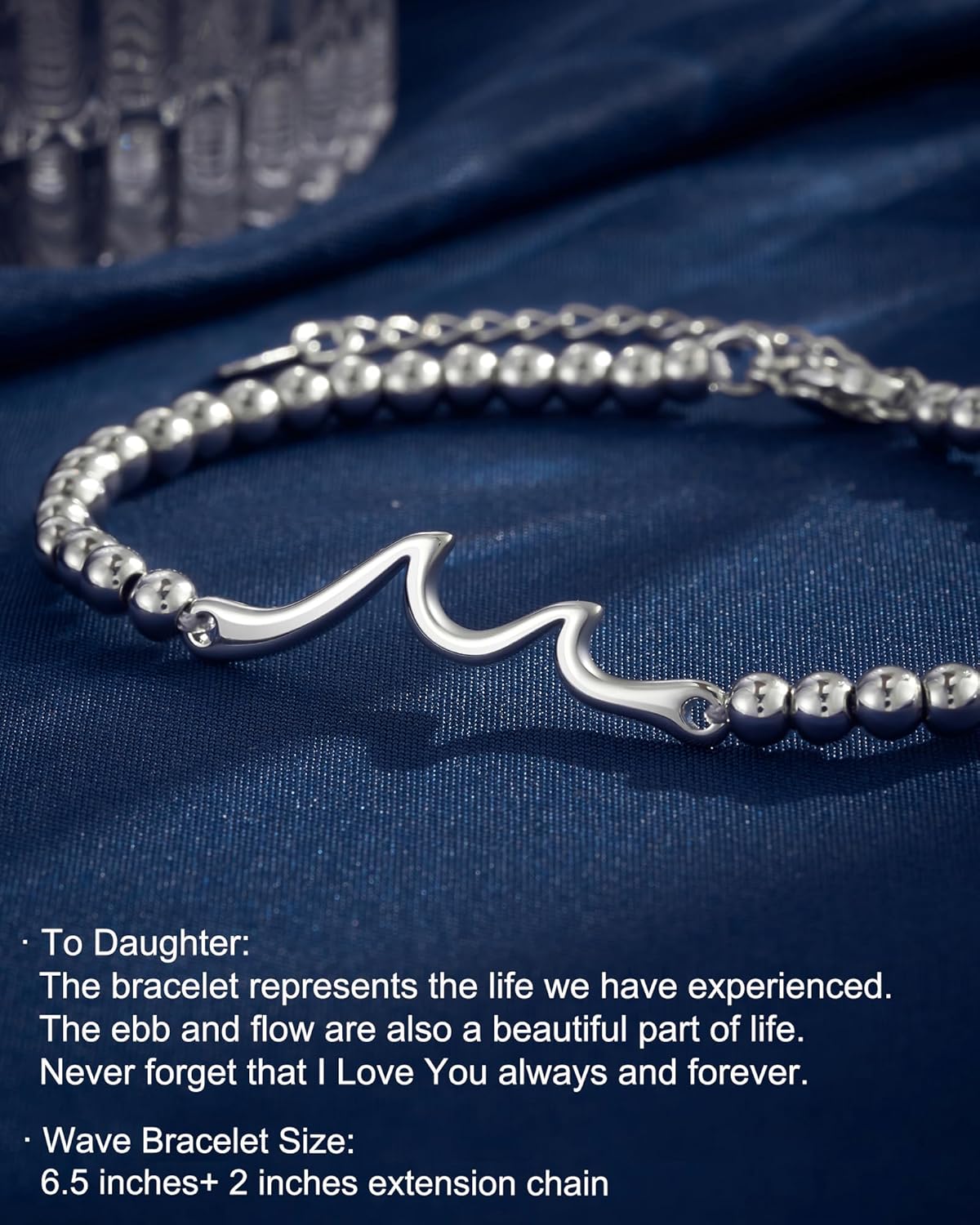 Tarsus Wave Bracelet for Daughter, The Waves of Life I'll Through with You, Birthday Christmas Gifts for Women Teens - Image 4