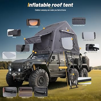 Nice C Inflatable Rooftop Tent, SUV Truck Car Roof Tent (Black&Grey)