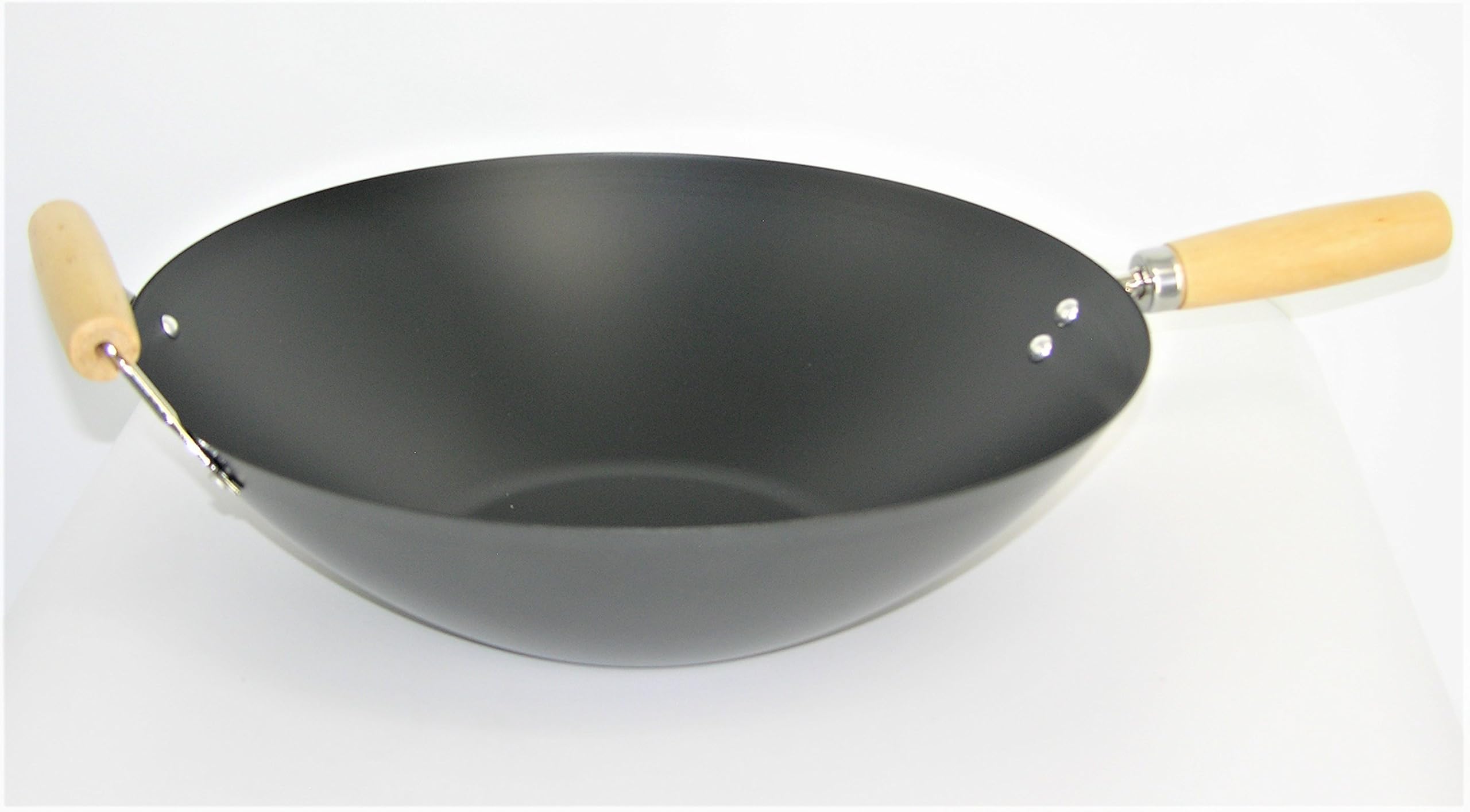 14" Steel Wok With Easy Grip Wooden Handle