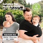 KeaBabies Baby Wrap Carrier Ring Sling - Easy To Wear, Adjustable D-Lite Baby Carrier Newborn to Toddler, Infant Carrying Shirt, Hands Free Bonding, Breathable Fabric Wearing Wrap (Trendy Black)