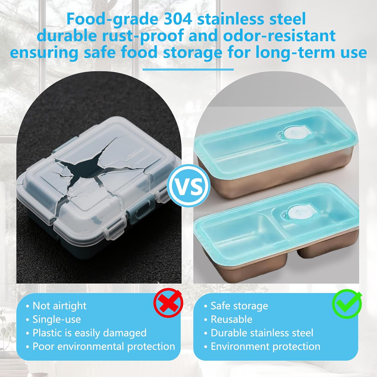Stainless Steel Snack Containers with Lids Meal Prep Food Storage Container Lunch Box Multi Compartment Reusable Leak-Proof Design for Travel,Snacks, Sandwiches,Condiments Bento Box Office Home - Image 6