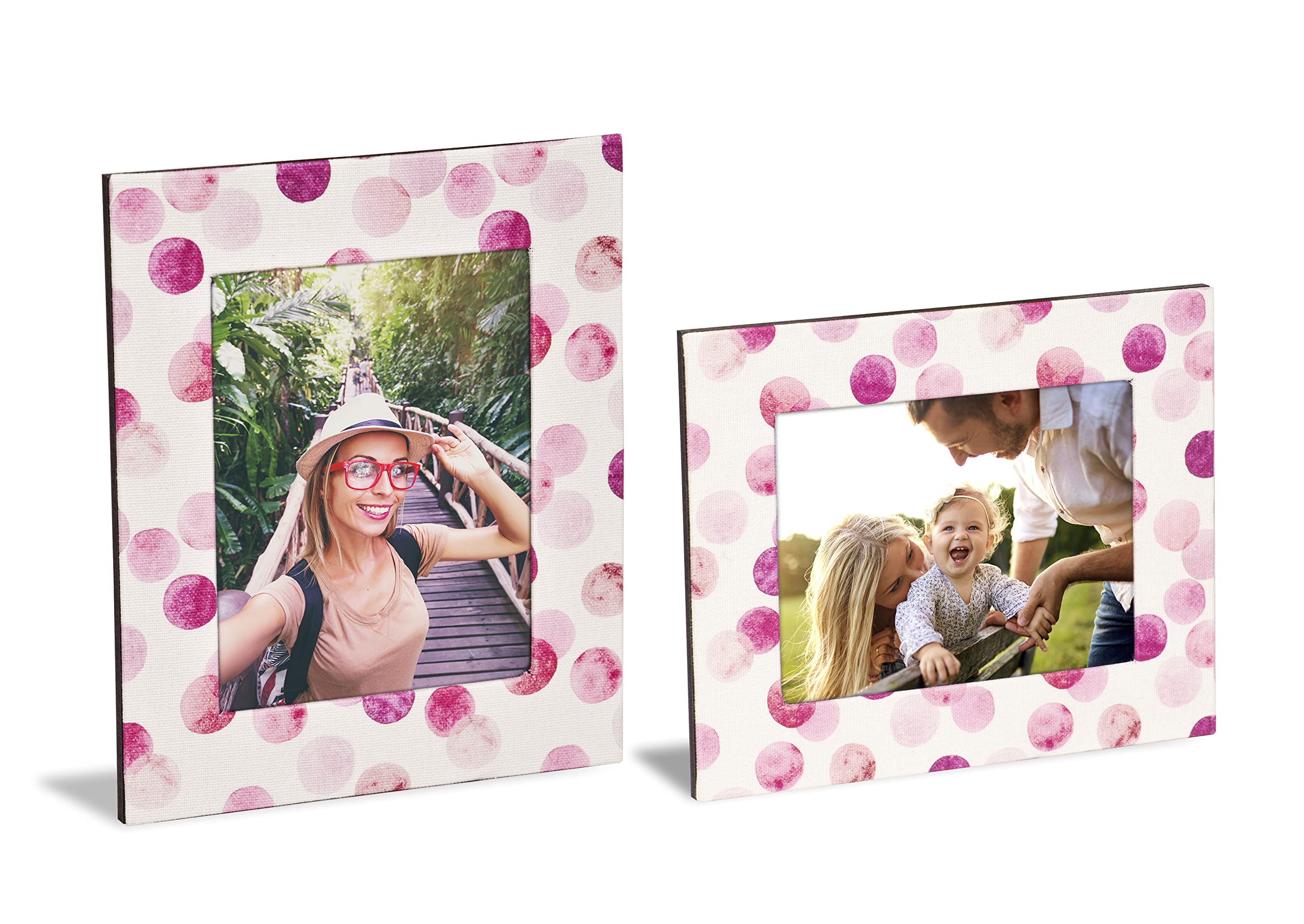 Image secondaire de Cadre Photo de Table Mareli en Tissu Blanc à Pois Fuchsia - 13x18 cm