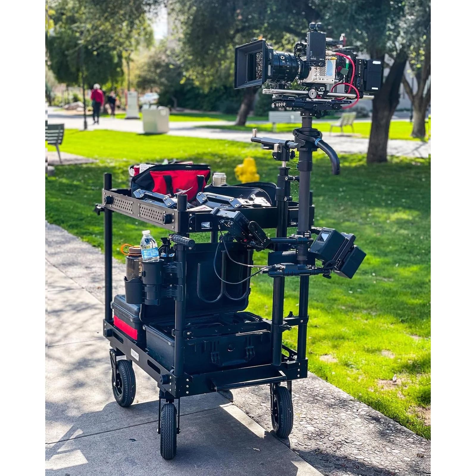 PROAIM Victor V1.1 Chariot Caméra 48" Pliable, 200 kg/440,9 LB | Aluminium et acier inox, étagère réglable avec cheese plate, roues pneumatiques 23 cm et freins arrière.
