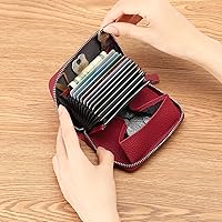 GOIACII Leder Geldbörse Damen Klein - RFID-Schutz Mit Handgelenkriemen & Reißverschluss