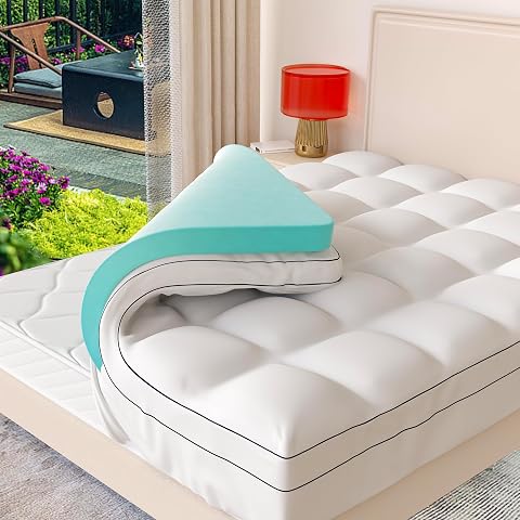 Memory Foam Mattress Topper California King Size Dual Layer 4 Inch Mattress Pad 2 Inch Gel Memory Foam