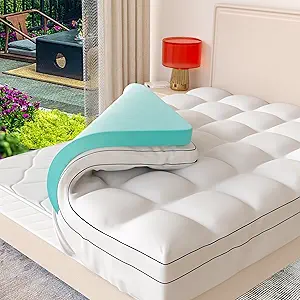 Memory Foam Mattress Topper California King Size, Dual Layer 4 Inch Mattress Pad,2 Inch Gel Memory Foam Plus 2 Inch Pillow Top Cover with 8-21 Inch Deep Pocket