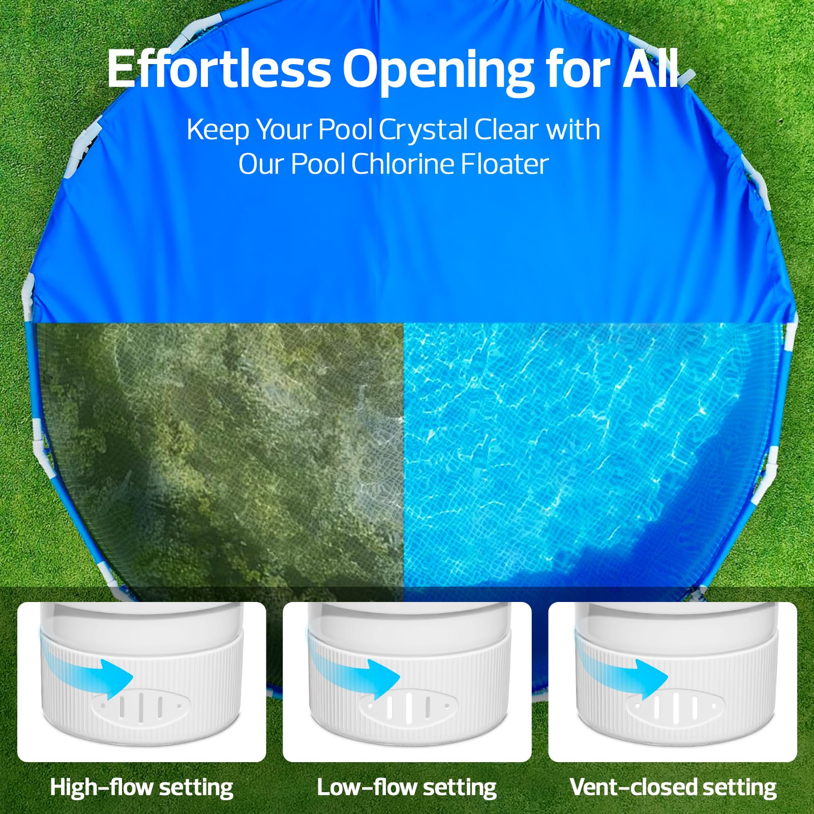 Flotador solar de cloro para piscina, flotador de cloro con luz, flotador de tabletas de cloro que brilla en la oscuridad, blanco llama, 11 pulgadas