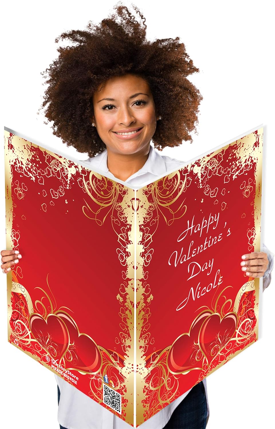 VictoryStore Jumbo 3 Foot Custom Valentine's Day Card, Personalize With Your Name, Red and Gold Hearts, 2 feet x 3 feet Card, Ships In Jumbo Envelope, 13782