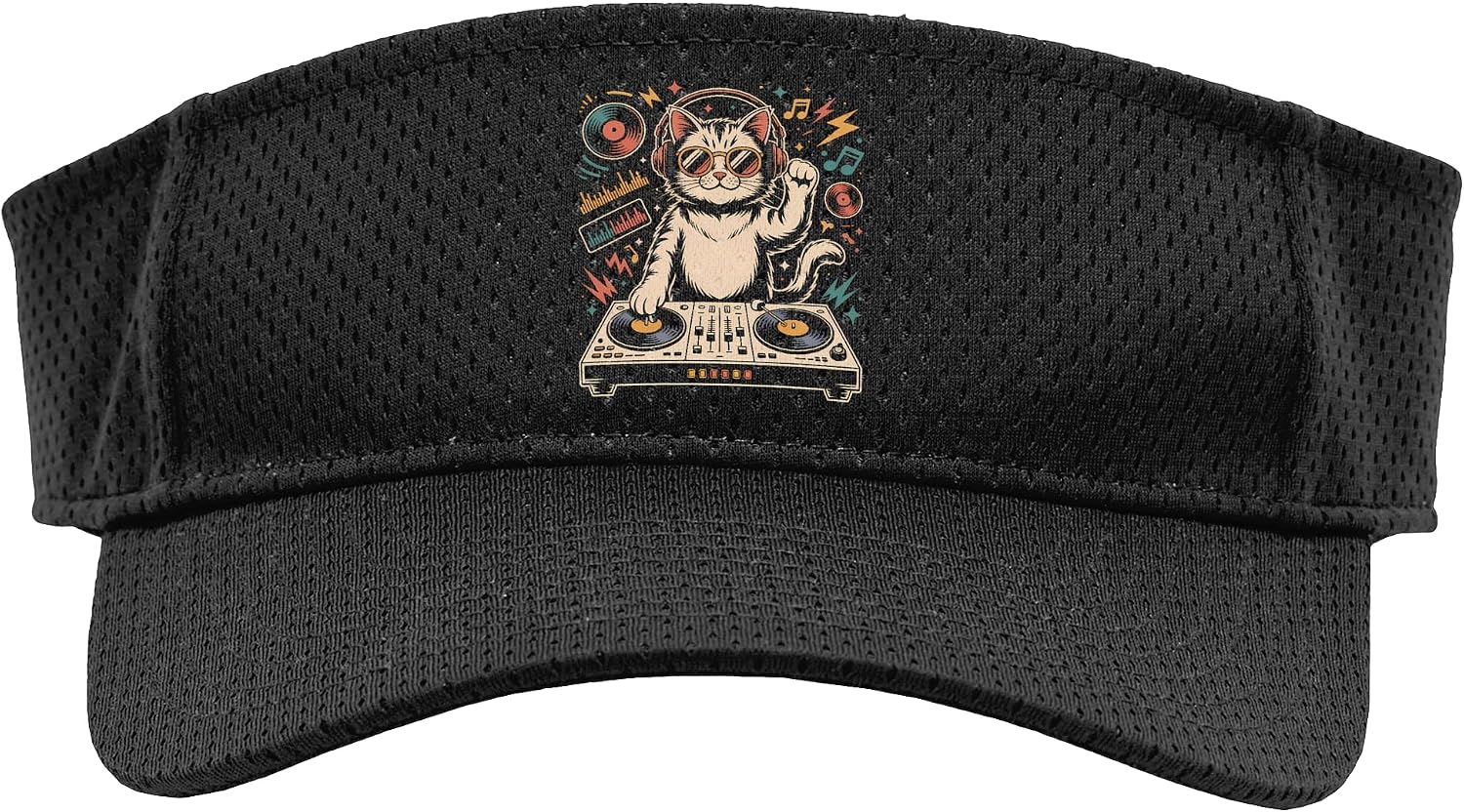 DJ Cat Headphones Turntable Vinyl Music Party Sport Sun Visor