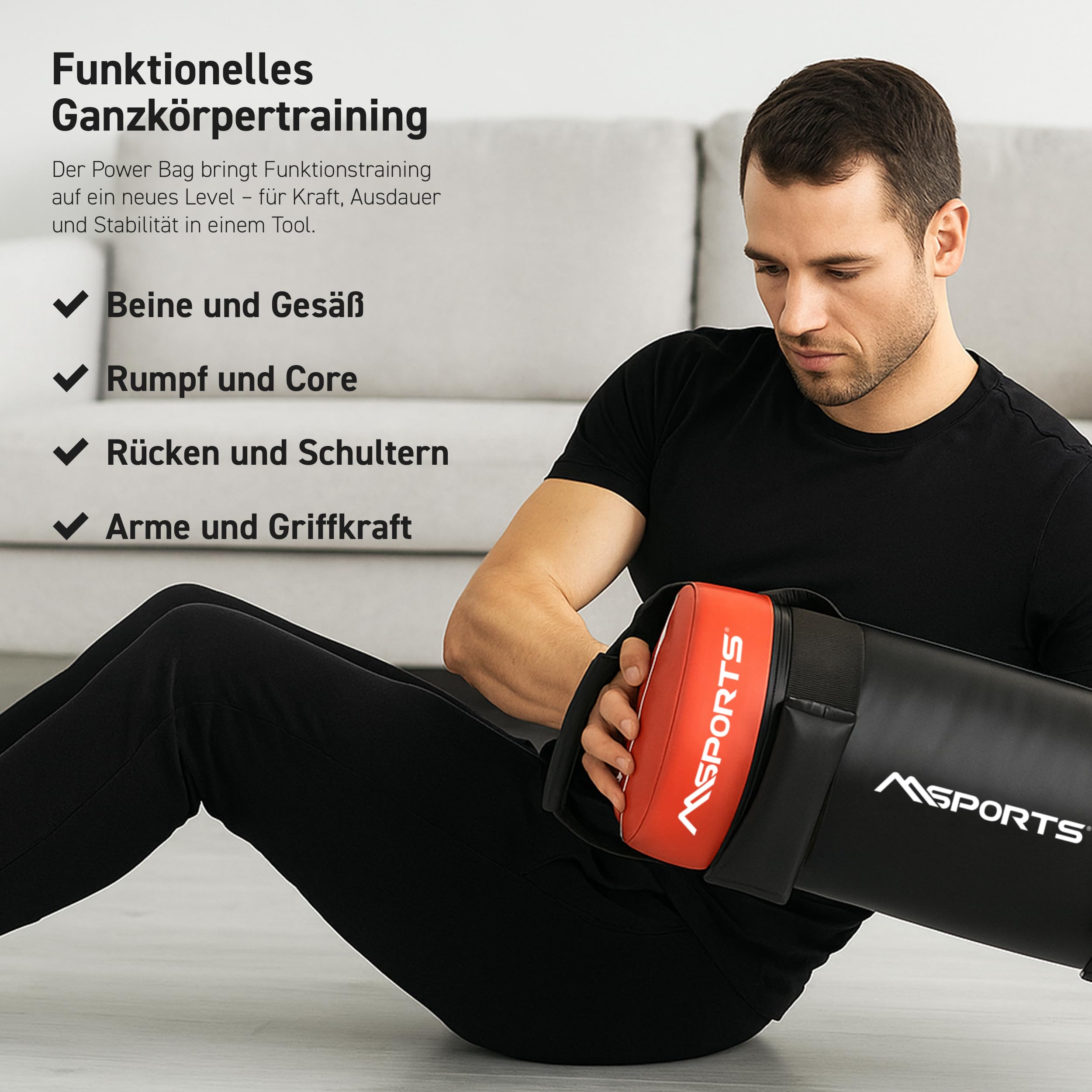 MSPORTS Power Bag Premium worek fitness 5-30 kg – worek na piasek do funkcjonalnego worka fitness