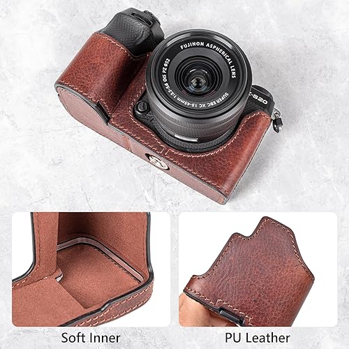 Miniatura 8 de MUZIRI KINOKOO Fuji XS20 - Funda de piel auténtica estilo retro para Fujifilm Fuji XS20X-S20, funda protectora inferior de cámara, con agarre de