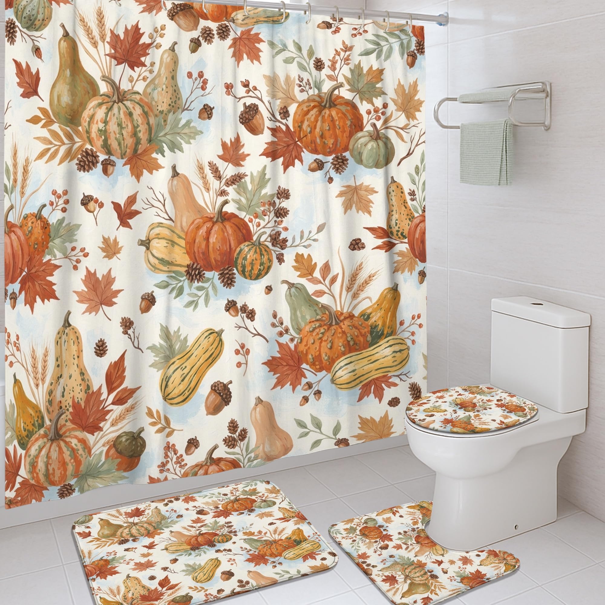 Rideau de douche anti éclaboussures en tissu orange 183 x 183 pour stopper l'eau au sol
