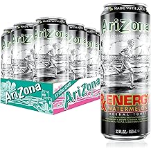 Rx Energy Watermelon, Herbal Tonic Drink with Green Tea and Citrus, 130mg Caffeine per Container - Big Can, 22 Fl Oz (Pack of 12)