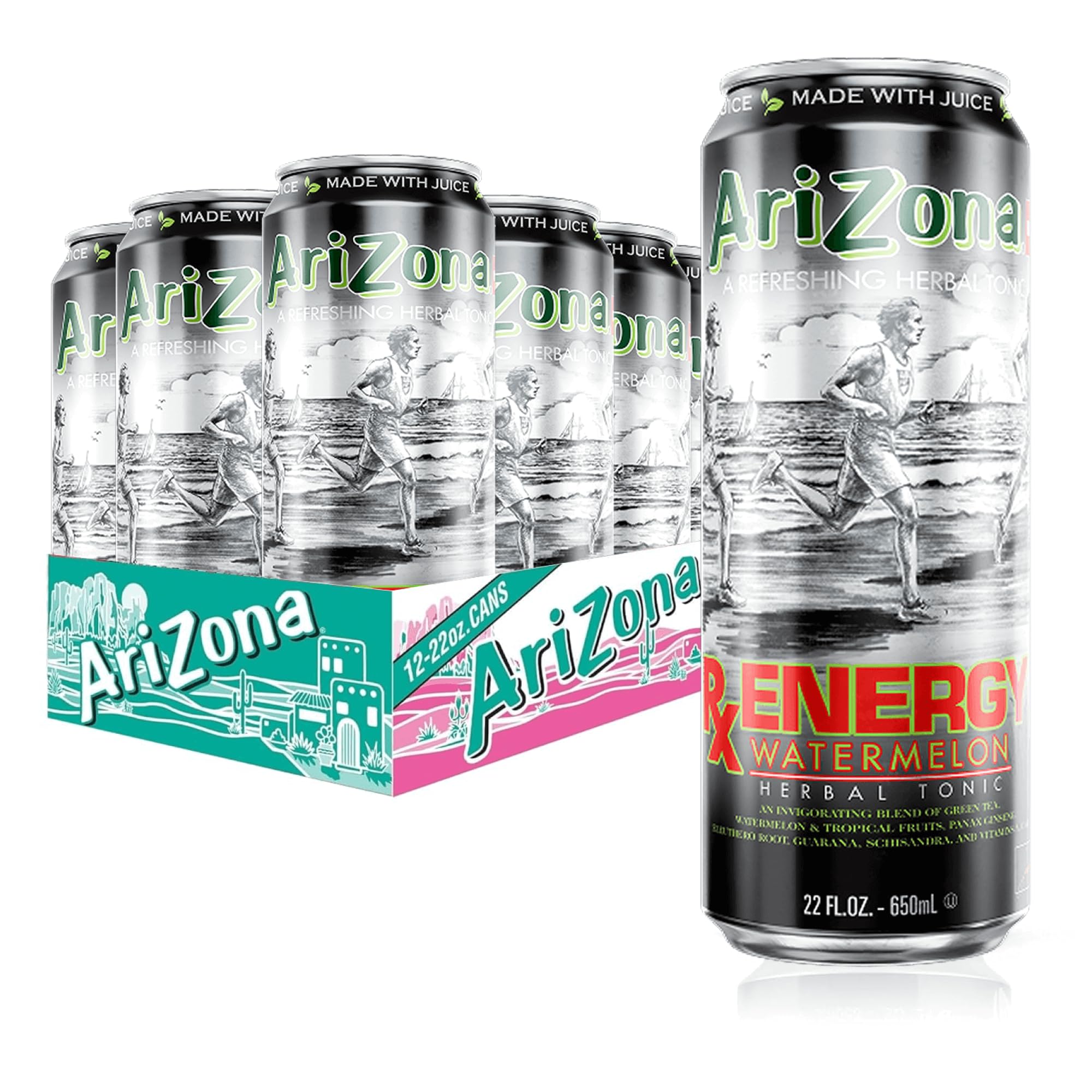 Amazon.com : AriZona Rx Energy Watermelon, Herbal Tonic Drink with