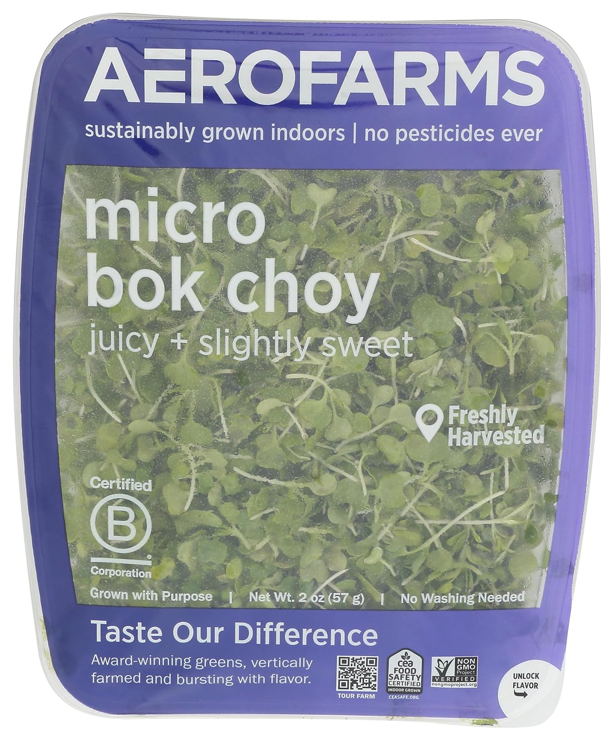 AeroFarms Bok Choy Microgreens, 2 OZ - Fresh, Nutrient-Dense Greens for Snacks & Recipes