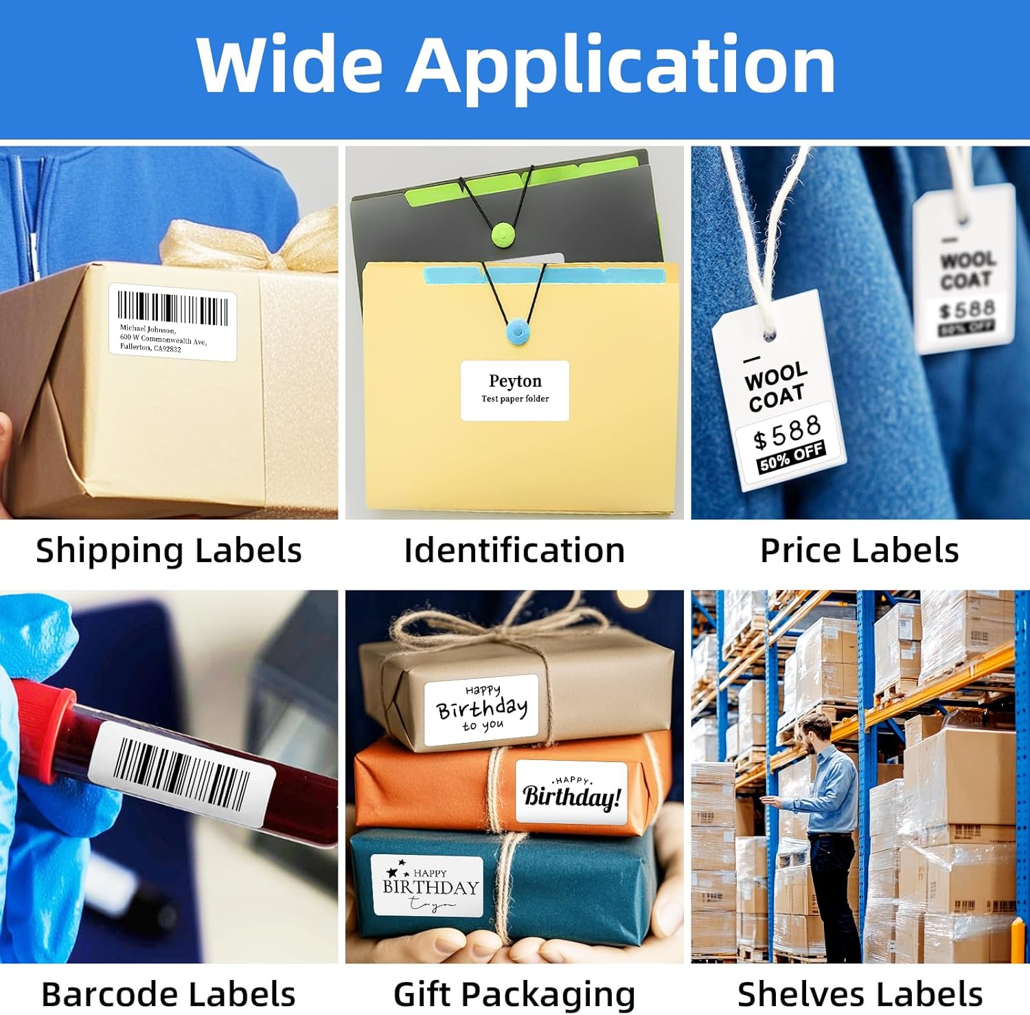 12 Rolls 2.25" x 1.25" Direct Thermal Labels, Perforated Barcode Address Stickers, Self-Adhesive Shipping Labels Compatible with Zebra, Rollo & Munbyn (1000 Labels/Roll) - Image 6