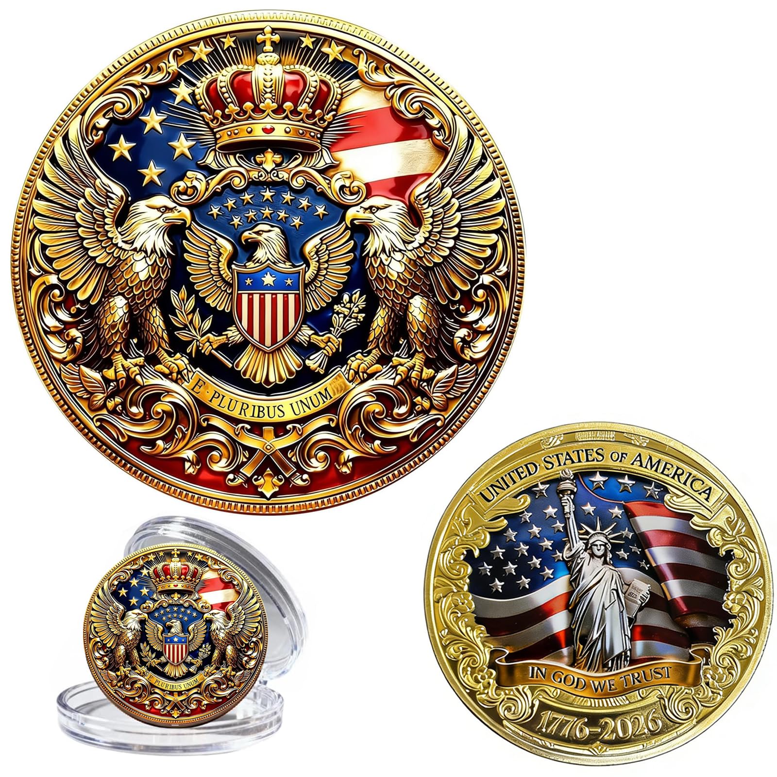 America 250 Anniversary Coin 1776-2026 3D USA 250th Anniversary Commemorative Merchandise Coin 6th of July Independence Day for Celebration& Gifting