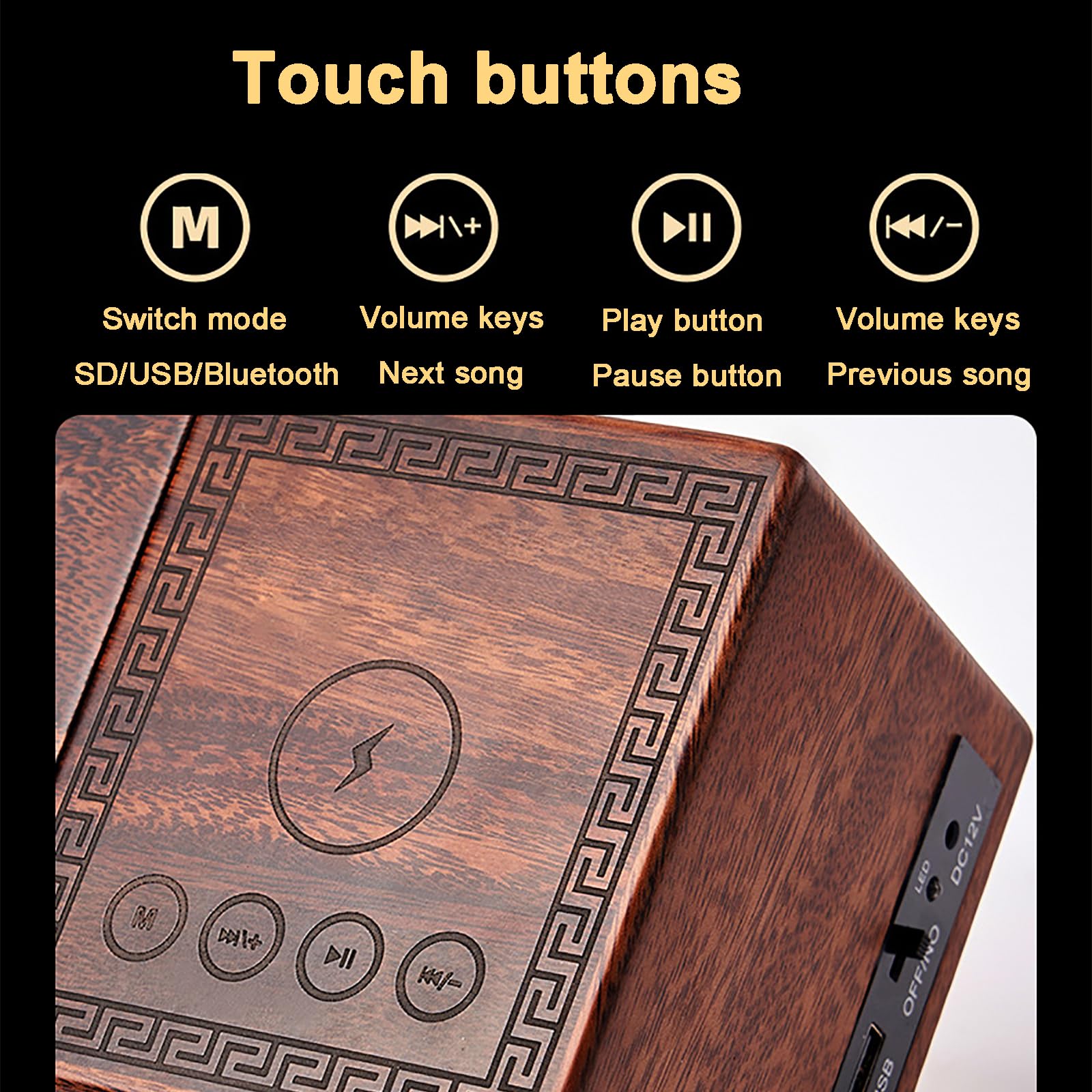 Altoparlante Bluetooth portatile, multifunzione con funzione di temporizzazione, distanza di trasmissione 18 m, riduzione intelligente del rumore, ricarica wireless, per camera da letto, ufficio