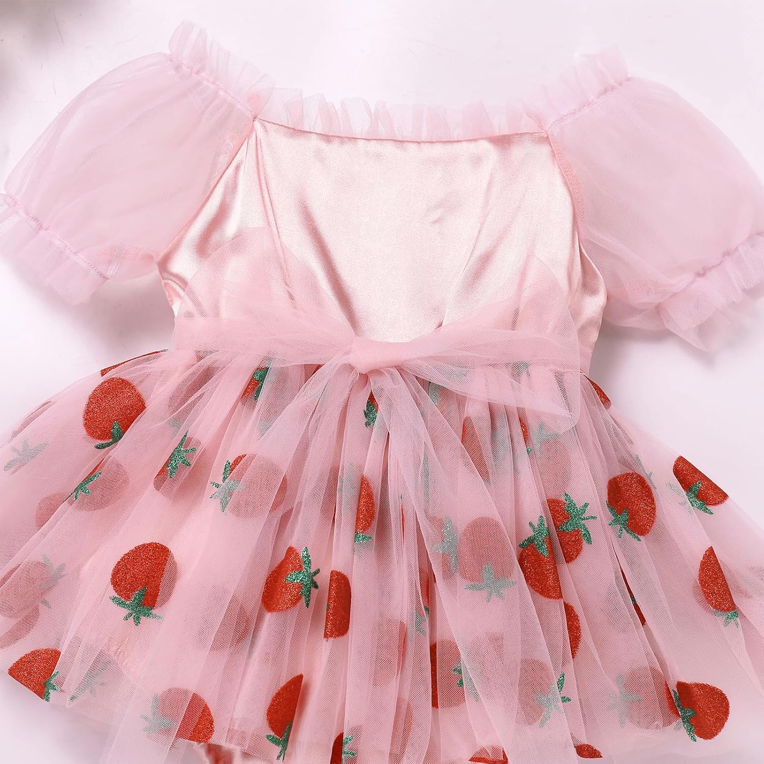 FYMNSI Baby Girl 1st Birthday Outfit Floral Strawberry Ruffle Romper Tutu Dress Headband Two Piece Toddler Summer Clothes - Image 5