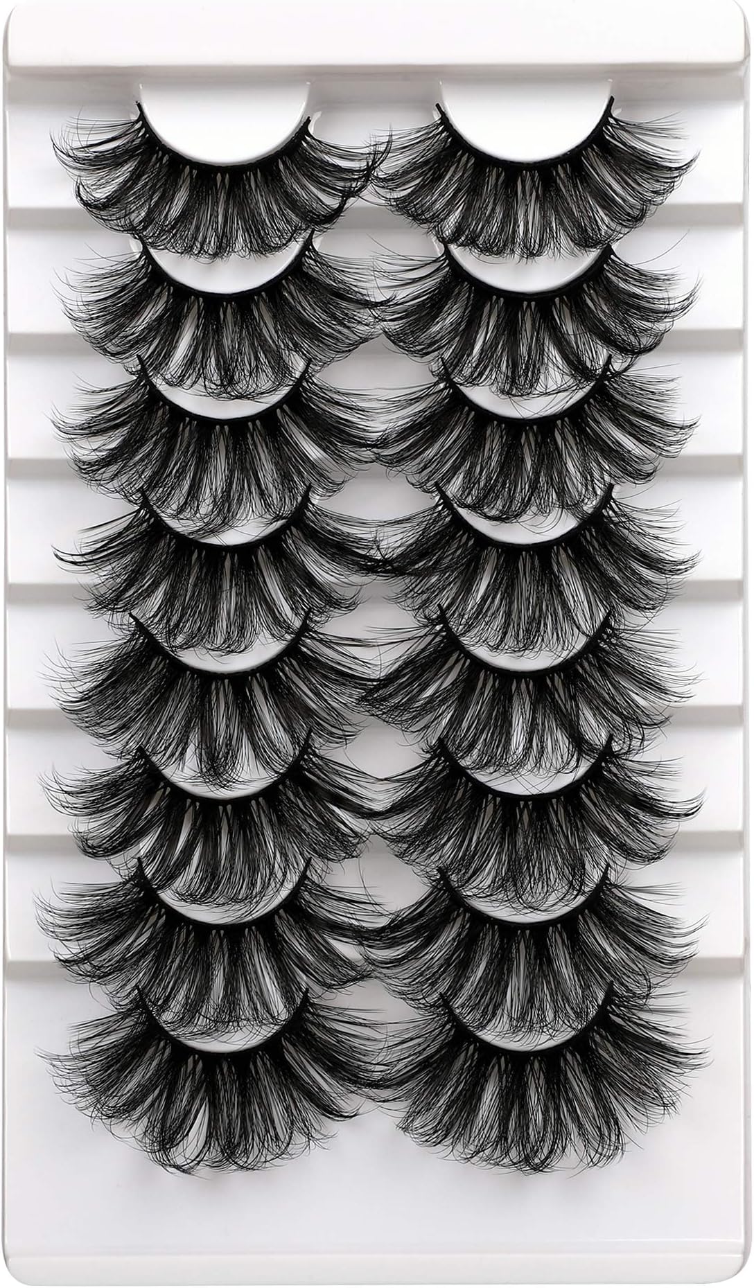 ALICROWN 25MM Lashes Fluffy Long Lashes Thick High Crossed Volume False Eyelashes 8 Pairs Soft Handmade Lashes Pack