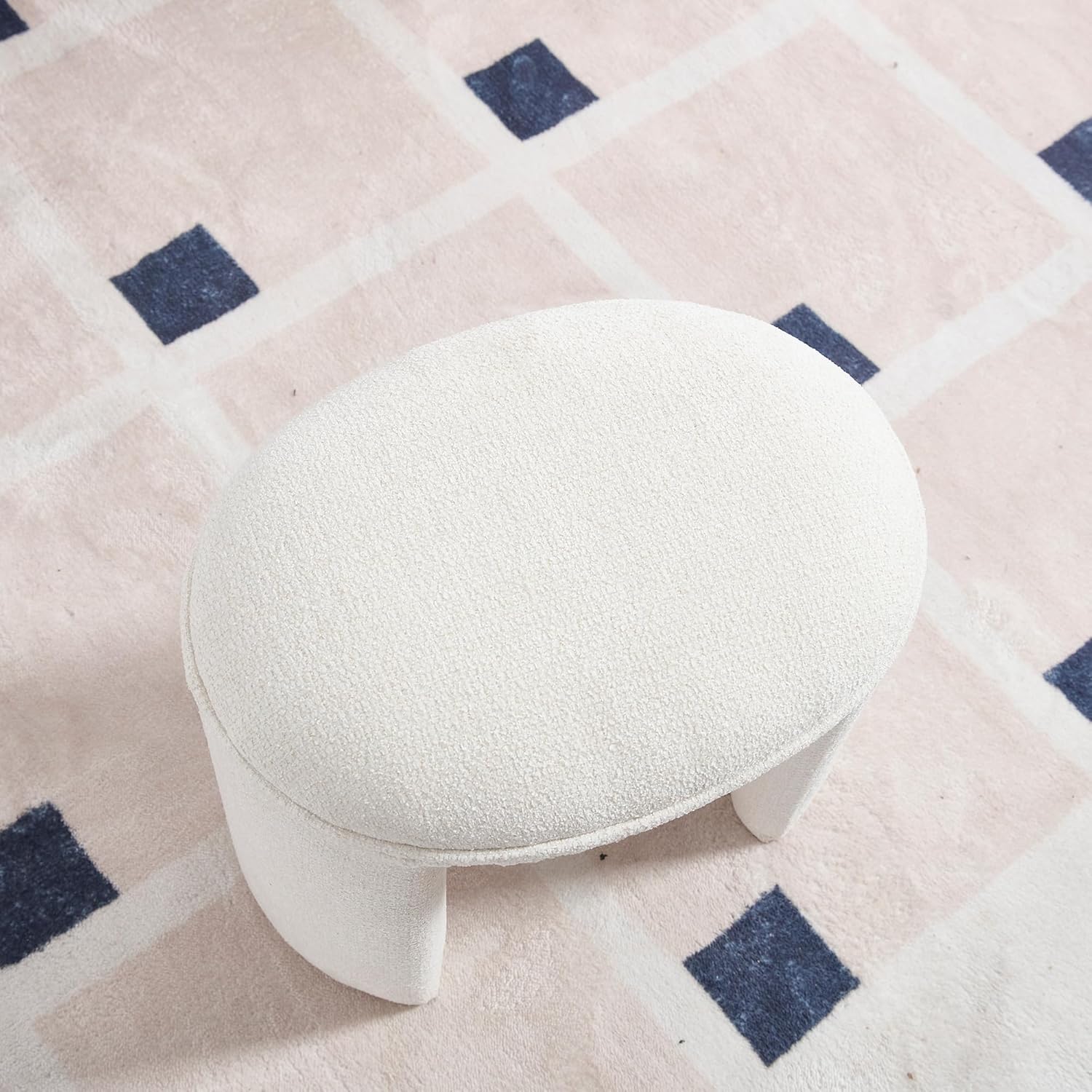 Wahson Modern Chenille Upholstered Ottoman Bench with Step Stools, 53" Width Storage Ottoman Bench, Assembled Bench for Entryway, Living Room, End of Bed, White