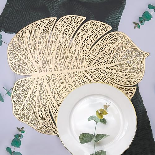 Miniatura 5 de Juego de 6 manteles individuales de vinilo con hojas tropicales, manteles individuales para mesa de cocina, mesa de comedor, vacaciones, boda,