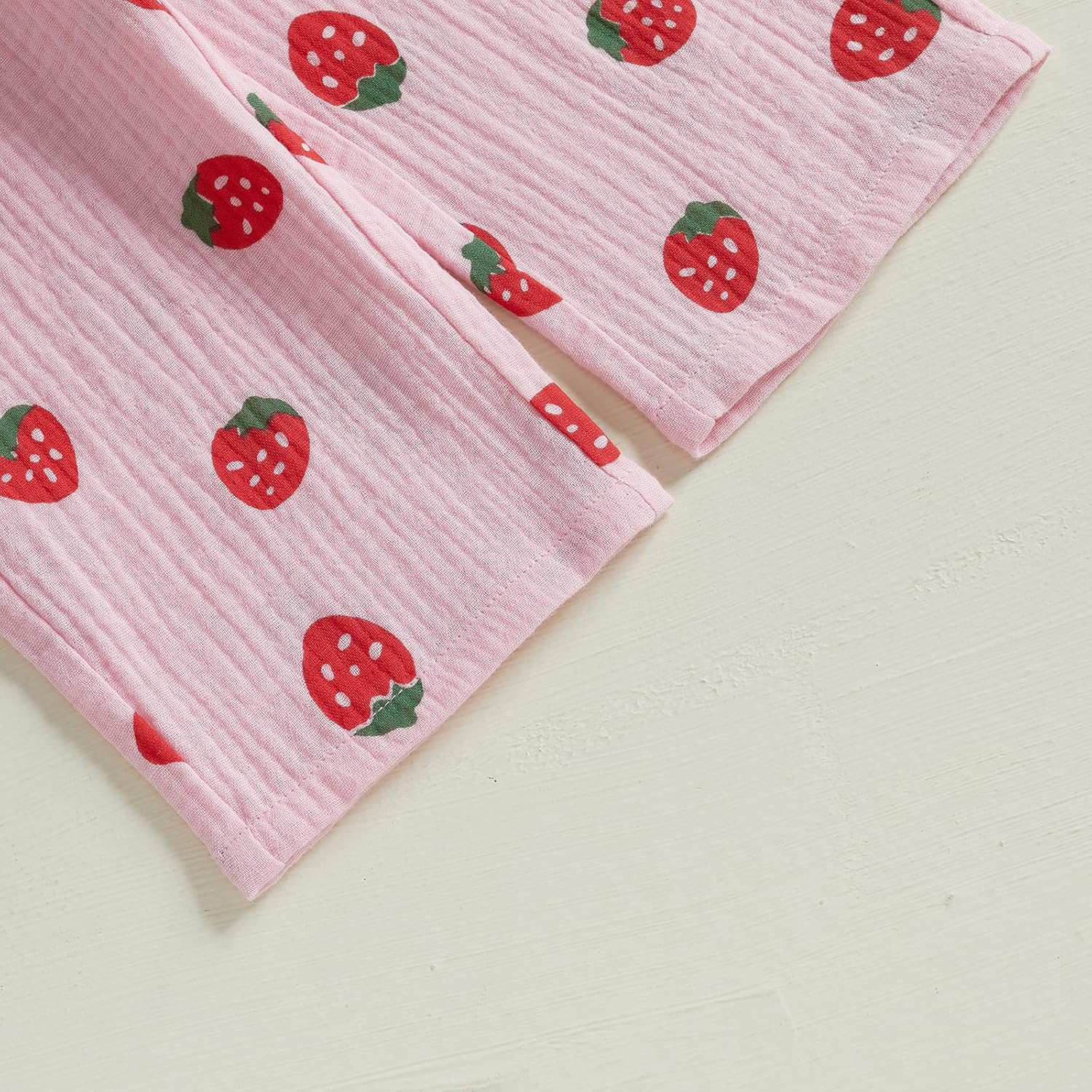 Toddler Baby Girl Strawberry Outfit Cotton Linen Sleeveless Ruffle Crop Tops Pants Set 2Pcs Cute Summer Clothes - Image 6