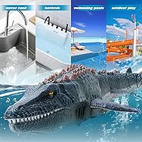 Vista 22 de Mosasaurus - Juguetes de dinosaurio mejorados, juguete de agua con control remoto, juguetes de piscina para niños de 4 a 8 años, dinosaurio RC