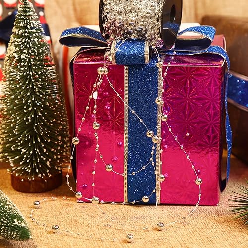 Miniatura 60 de Pangda Guirnalda de perlas artificiales de 65.6 pies para árbol de Navidad, cadena de hilos de cuentas de plástico, adorno para boda, fiesta de Rosa