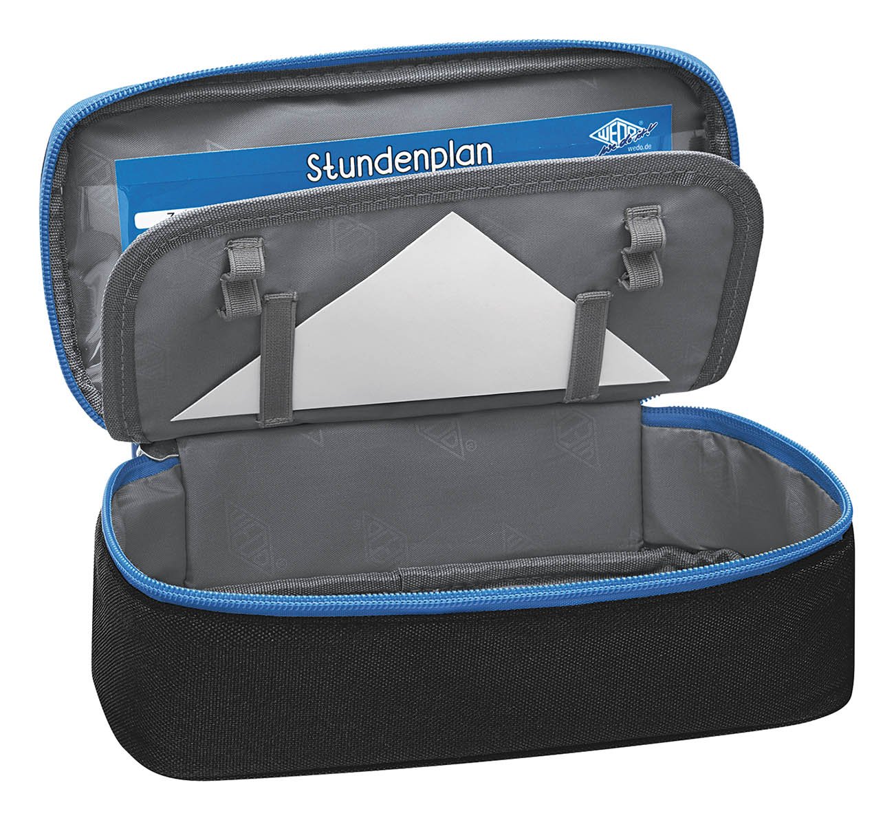 Wedo 24243010 Pencil Case with Inner Flap - Black/Blue, M