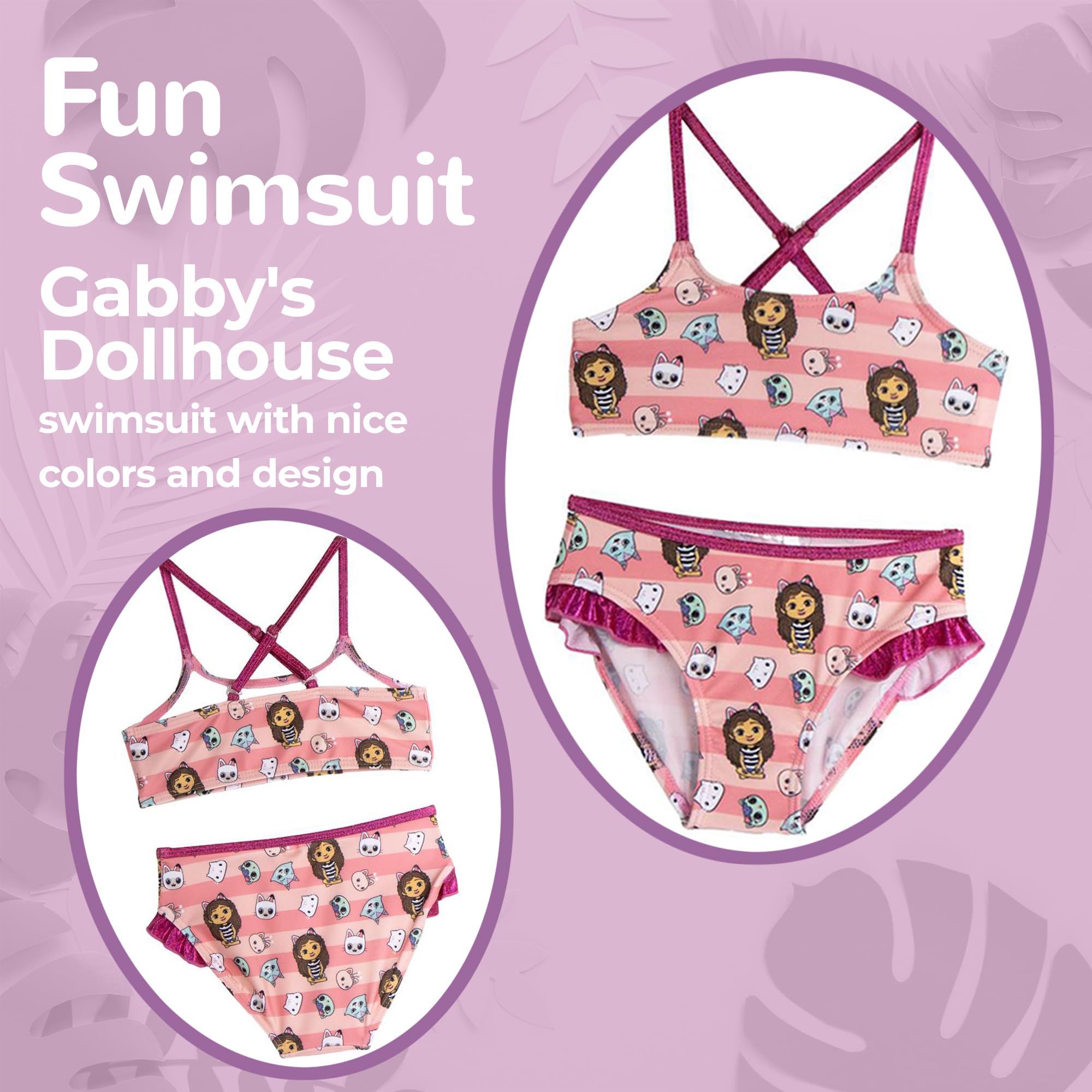 Bikini Fille Gabby’s Dollhouse – Maillot de Bain 2 Pièces Enfant – Léger, Séchage Rapide, Été & Plage