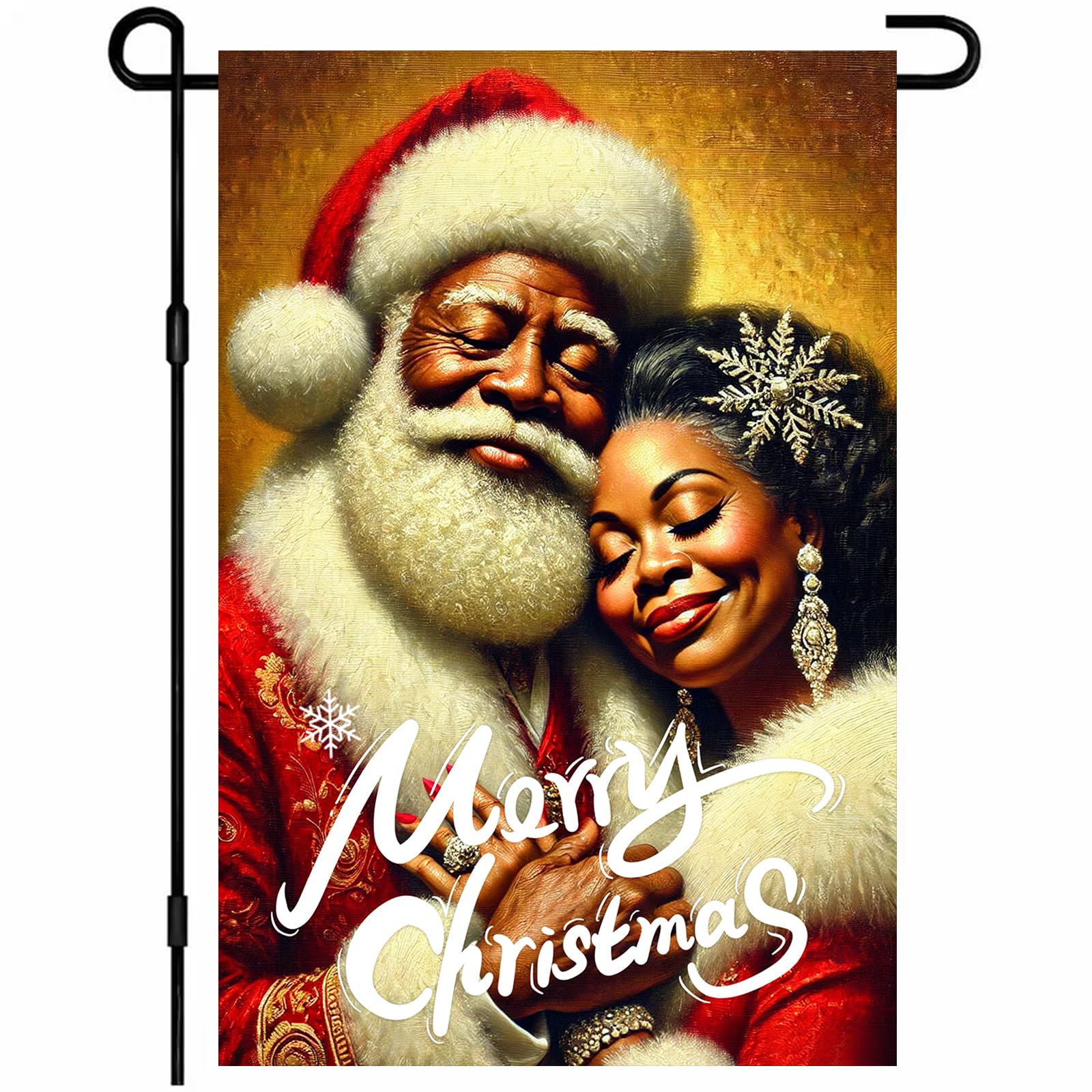 BlissYard Christmas Santa Couple Garden Flag 12x18 Inch Polyester