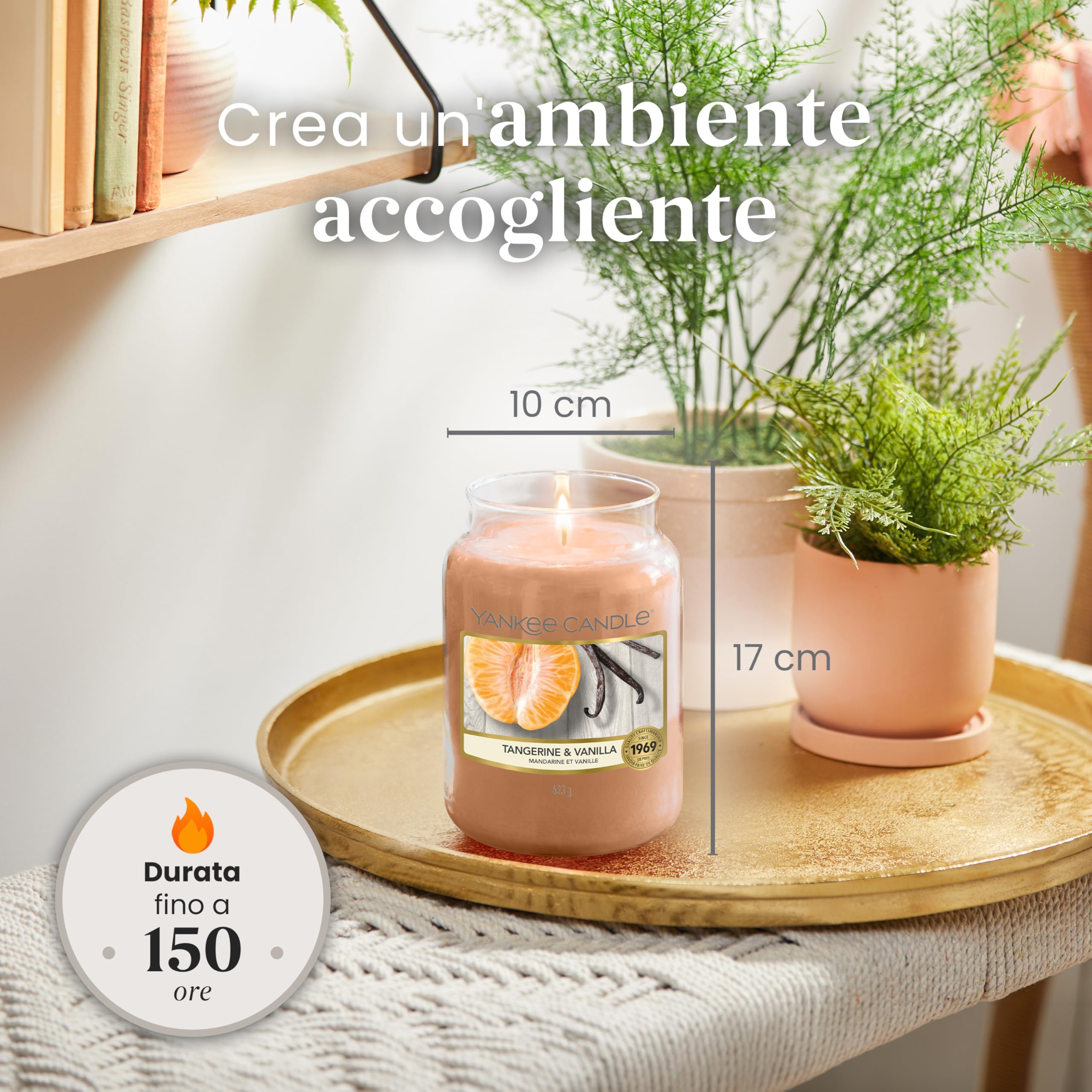 Yankee Candle Candela Profumata | Barattolo Grande Tangerine & Vanilla | Candele a Lunga Durata: fino a 150 Ore | Regali Perfetti per Donne