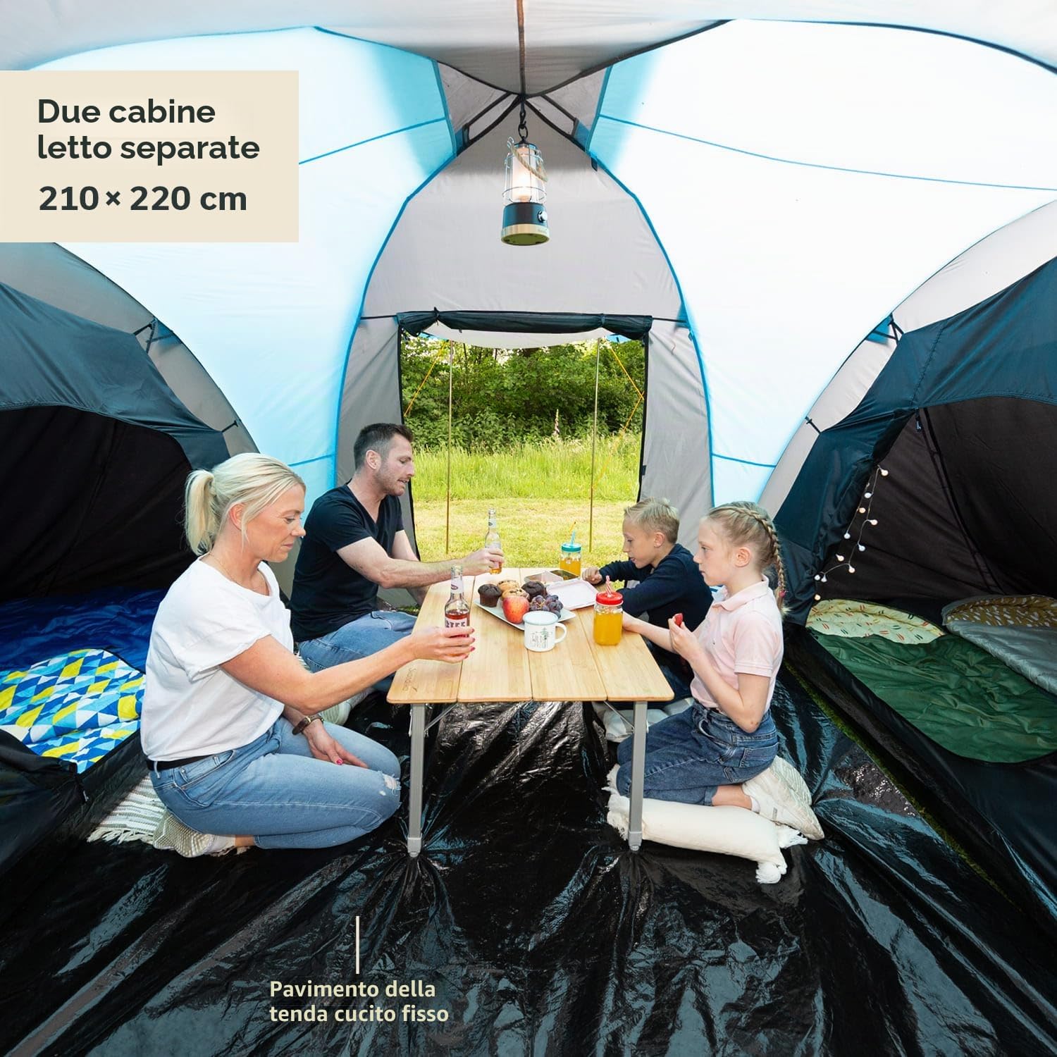 Skandika Hammerfest 6 persone - Tenda de campeggio familiare - zanzariera - 2x cabine da letto