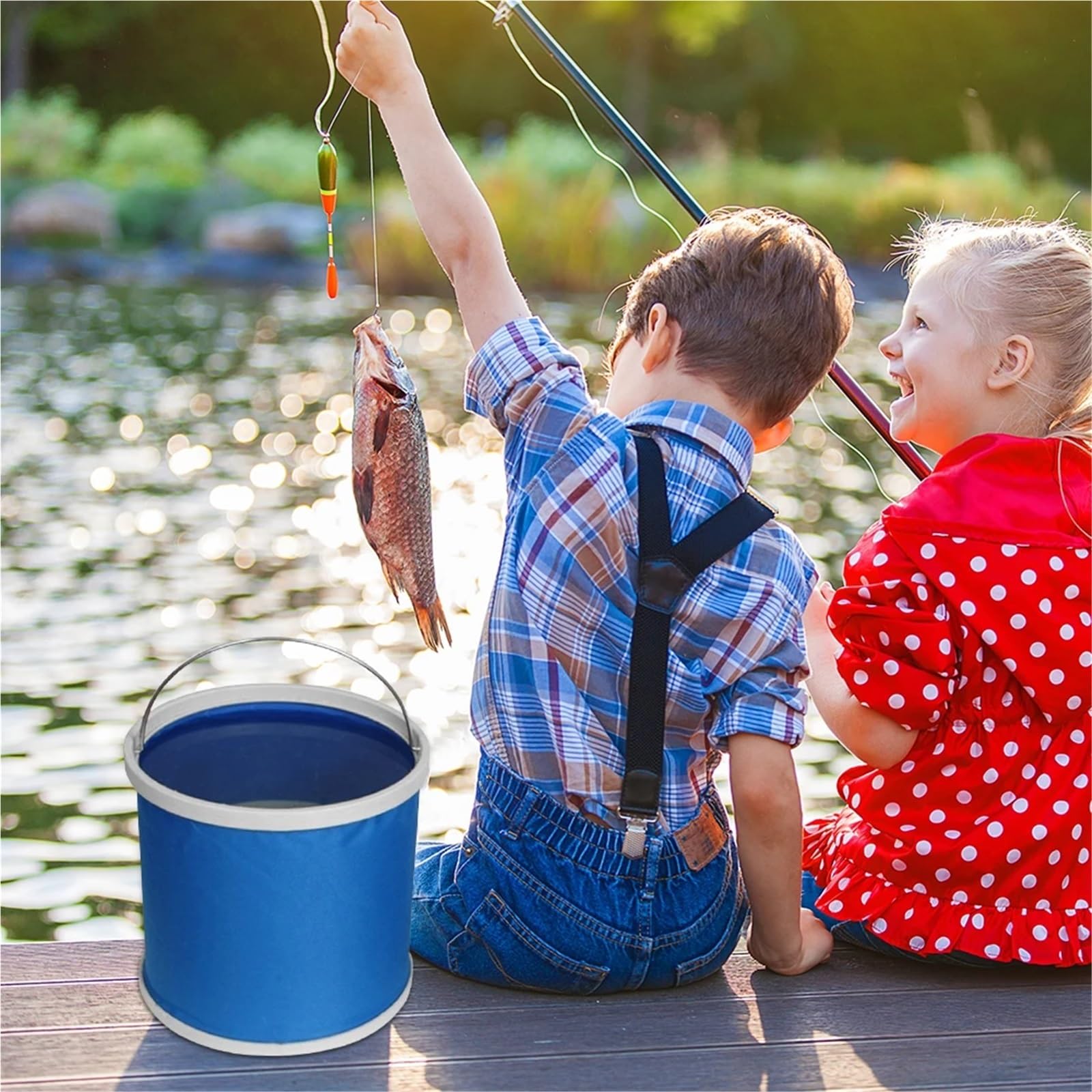 Cubo de Agua portátil Plegable for Viajes al Aire Libre, Camping, Senderismo, Pesca, contenedor Almacenamiento, Barril Picnic for Beber, 2 uds para Lavado Camping(9L)