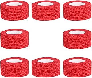 Bandage Wrap 8 Pack 1”x 5 Yards Self Adhesive Bandage Wrap Breathable Cohesive Bandage Wrap Rolls Athletic Elastic Self Adherent Wrap for Sports Injury ,Wrist, Knee, Ankle Sprains and Swelling(Red)