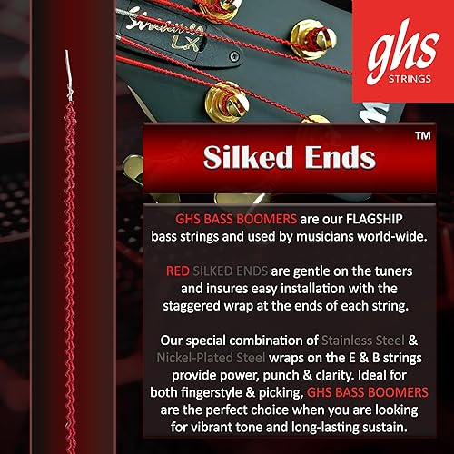 Miniatura 3 de GHS Strings RC-M3045 Round Core Bass Boomers, 4 juegos, calibre medio, 45-105, (bobinado de 37.25")