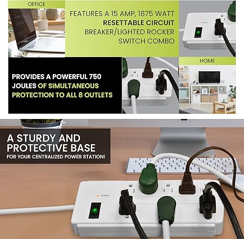 Miniatura 6 de Go Green Power (GG-18316WH) Protector de sobretensiones de 8 tomas, color blanco