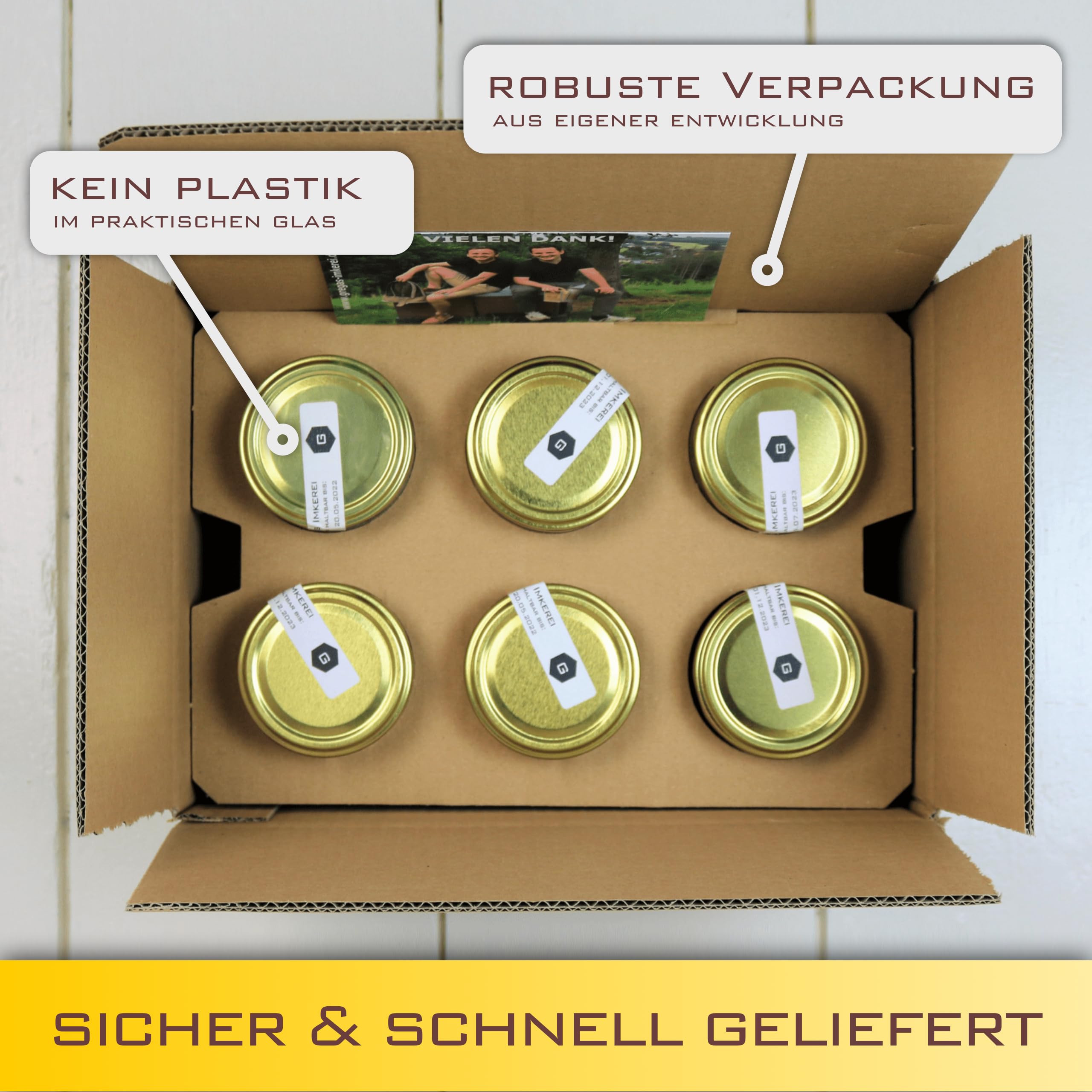 Gregas Imkerei 6er Box – Honigsüßer Brotaufstrich aus Familienimkerei mit Früchten & anderen Spezialitäten wie Lakritze, Vanille & Spirulina Blau verfeinert – Probier- & Geschenkset | 6x 250g