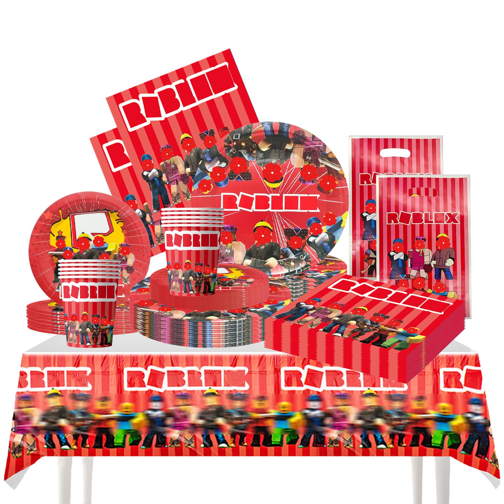 Vajilla Fiesta Cumpleaños Roblx, Decoración Roblx Cumpleaños, Vajilla Fiestas Temáticas y Cumpleaños, Platos Papel,Vasos, Servilletas Mantel Para 20 invitados