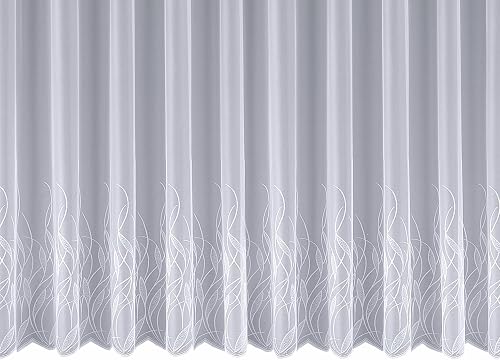 Sehlbach Fertigstore mit Kräuselband, Jacquard Ornamente, Weiß, 300 x 145 cm Gar