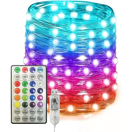 EAMBRITE 100LT Color Changing Fairy Light 33FT USB RGB String Lights with Remote Control Multiple Modes and Timer for Bedroom Decoration