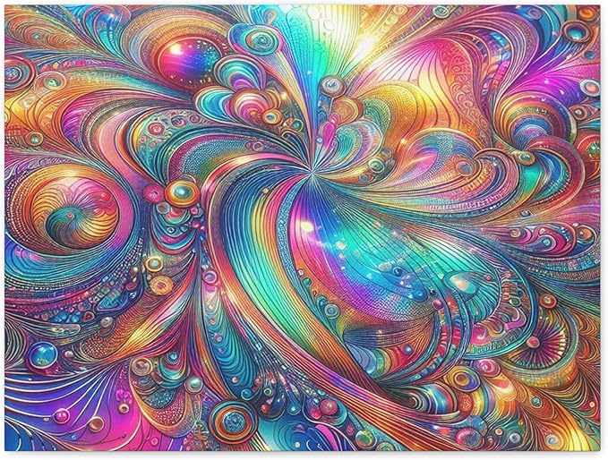 Vividly Multicolored Holographic Wrapping Paper Matte Canvas