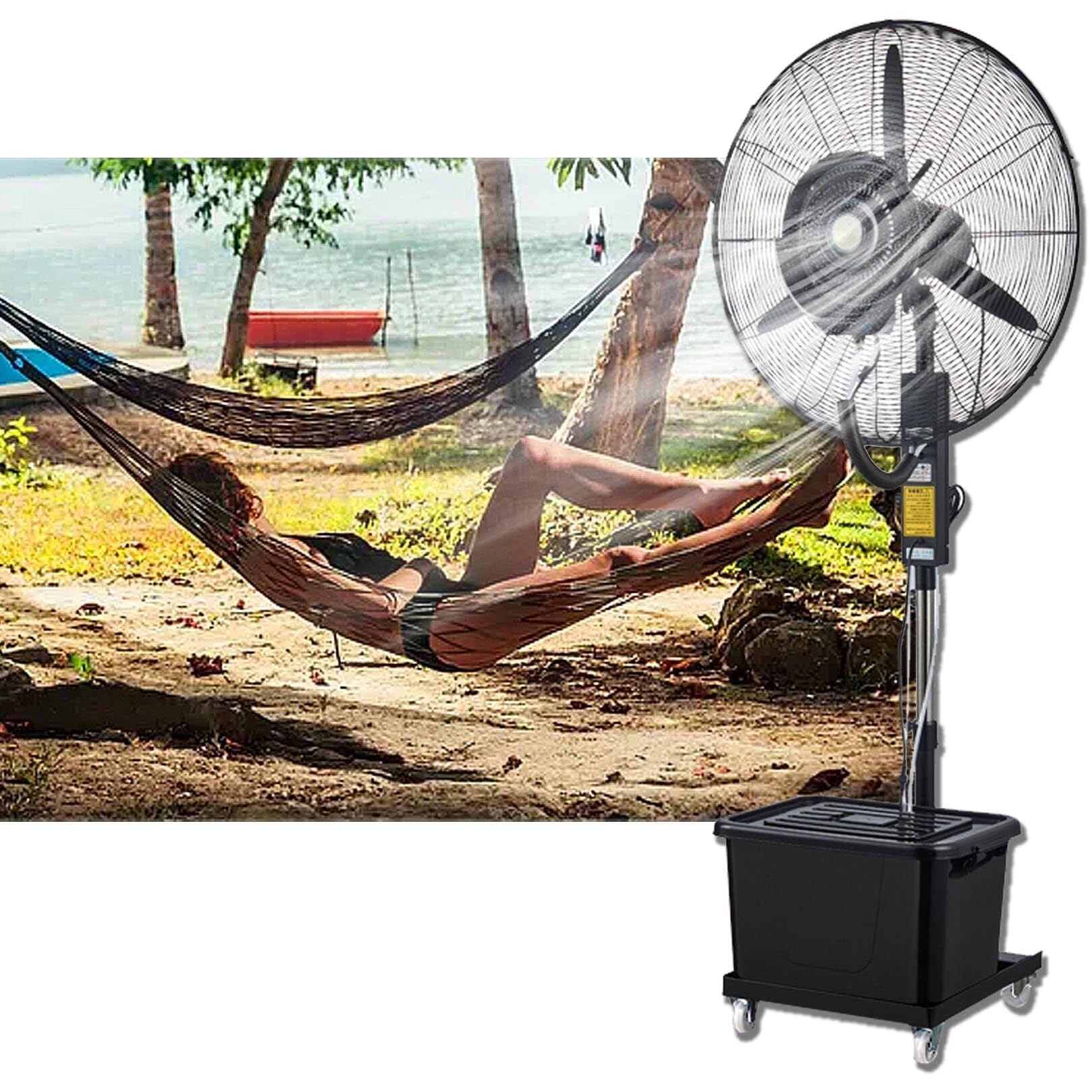 JKJZSALJ Outdoor Misting Pedestal Fan With 3 Cooling Speeds,90°Oscillating Industrial Fan,11 Gallon Water Tank,For Patios,Backyards,And Outdoor Use,81Cm/31.9In,81cm/31.9in