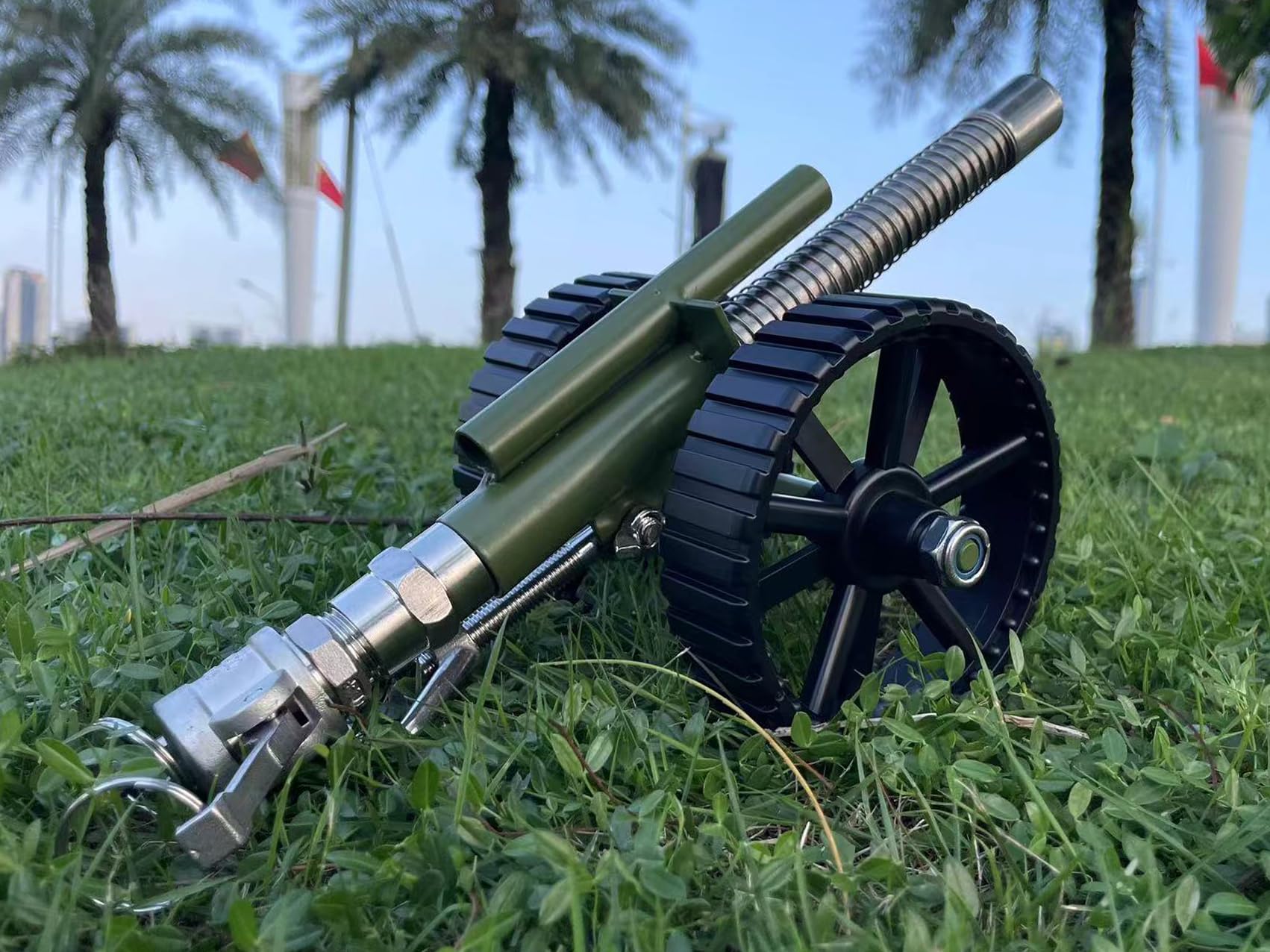 New British Mini Firecracker Cannon, 304 Stainless Steel with Recoil Deco, Vintage Style Artillery Ornaments (Blue)