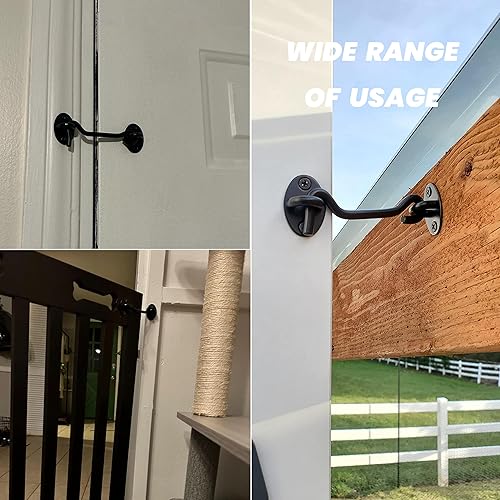 Miniatura 2 de Paquete de 2 herrajes para cerradura de puerta de 6 pulgadas, gancho de 6 pulgadas y pestillo para puerta de granero, cerradura de puerta corredera